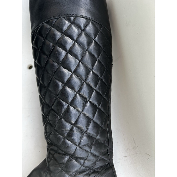 Corso Como 1" Flat tall black leather Quilted boots zipper comfort Size 9 M - Picture 12 of 13